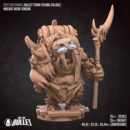 Walrus Mead Vendor | TABLETOP SCALE | D&D TTRPG Miniature | Bite the Bullet | Unpainted, Unplated Resin 8k