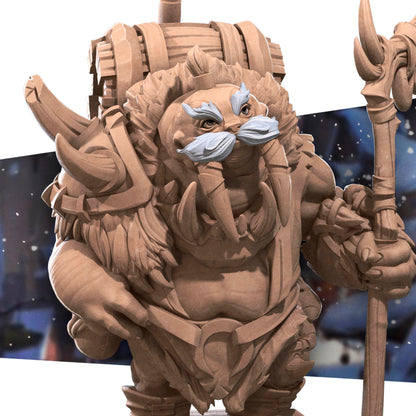 Walrus Mead Vendor | TABLETOP SCALE | D&D TTRPG Miniature | Bite the Bullet | Unpainted, Unplated Resin 8k