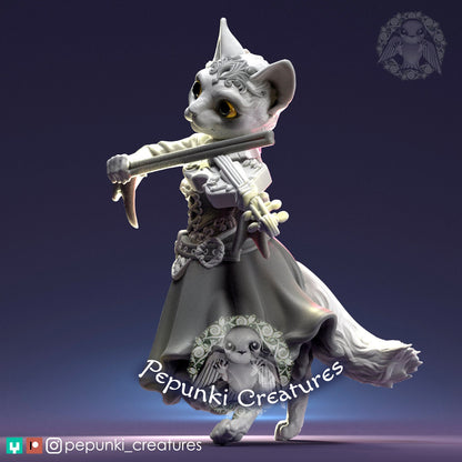 Cat Lady Bard | Tabletop or Display Scale | D&D Humblewood TTRPG Miniature | Pepunki Creatures