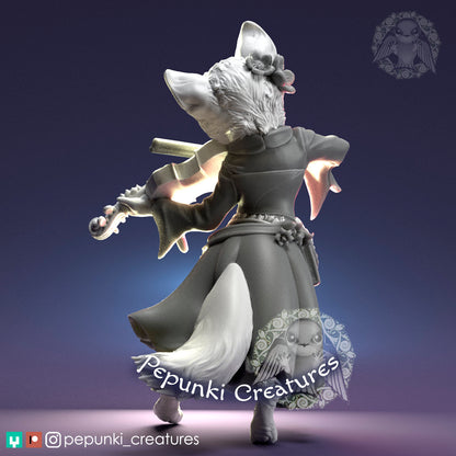 Cat Lady Bard | Tabletop or Display Scale | D&D Humblewood TTRPG Miniature | Pepunki Creatures