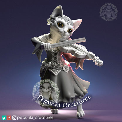 Cat Lady Bard | Tabletop or Display Scale | D&D Humblewood TTRPG Miniature | Pepunki Creatures