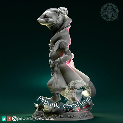 Ferret Duelist | Tabletop or Display Scale | D&D Humblewood TTRPG Miniature | Pepunki Creatures