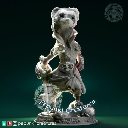 Ferret Duelist | Tabletop or Display Scale | D&D Humblewood TTRPG Miniature | Pepunki Creatures