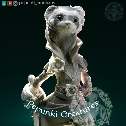 Ferret Duelist | Tabletop or Display Scale | D&D Humblewood TTRPG Miniature | Pepunki Creatures