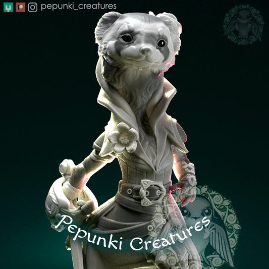 Ferret Duelist | Tabletop or Display Scale | D&D Humblewood TTRPG Miniature | Pepunki Creatures