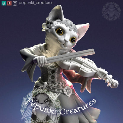 Cat Lady Bard | Tabletop or Display Scale | D&D Humblewood TTRPG Miniature | Pepunki Creatures