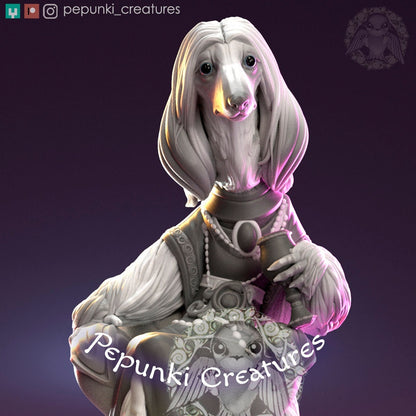 Afghan Hound Noble | Tabletop or Display Scale | D&D Humblewood TTRPG Miniature | Pepunki Creatures
