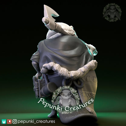 Beaver Woodsman miniature from Tattles Told 3D, tabletop or display scale, D&D Humblewood TTRPG Pepunki creature, detailed figure.