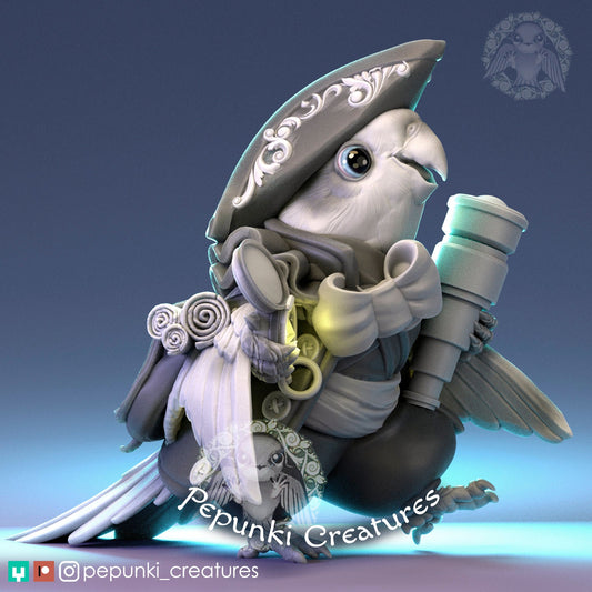 Cockatiel Navigator | Tabletop or Display Scale | D&D Humblewood TTRPG Miniature | Pepunki Creatures