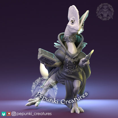 Dino Wizard | Tabletop or Display Scale | D&D Humblewood TTRPG Miniature | Pepunki Creatures