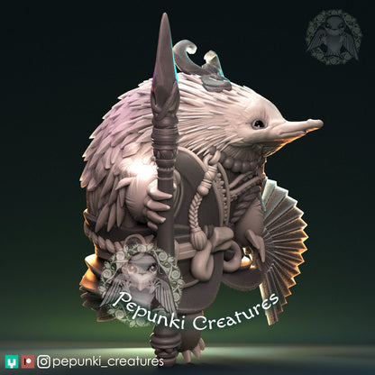 Echidna Warrior | Tabletop or Display Scale | D&D Humblewood TTRPG Miniature | Pepunki Creatures