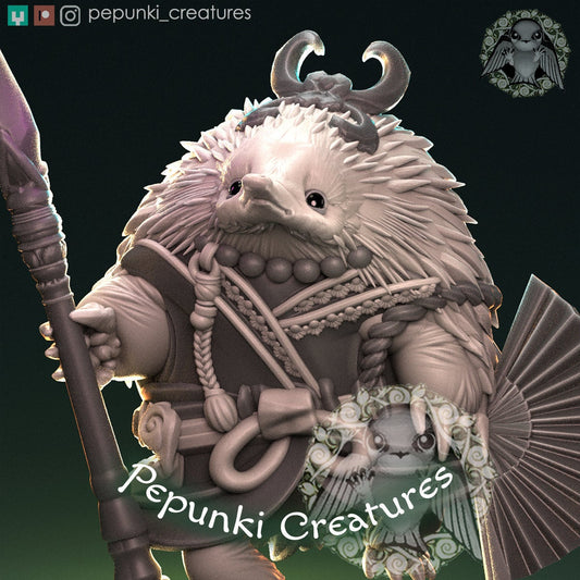 Echidna Warrior | Tabletop or Display Scale | D&D Humblewood TTRPG Miniature | Pepunki Creatures