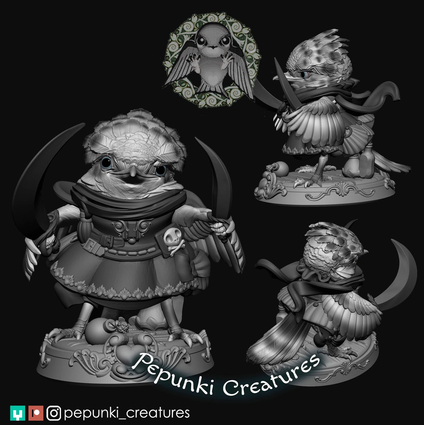 Flycatcher Swashbuckler | Tabletop or Display Scale | D&D Humblewood TTRPG Miniature | Pepunki Creatures