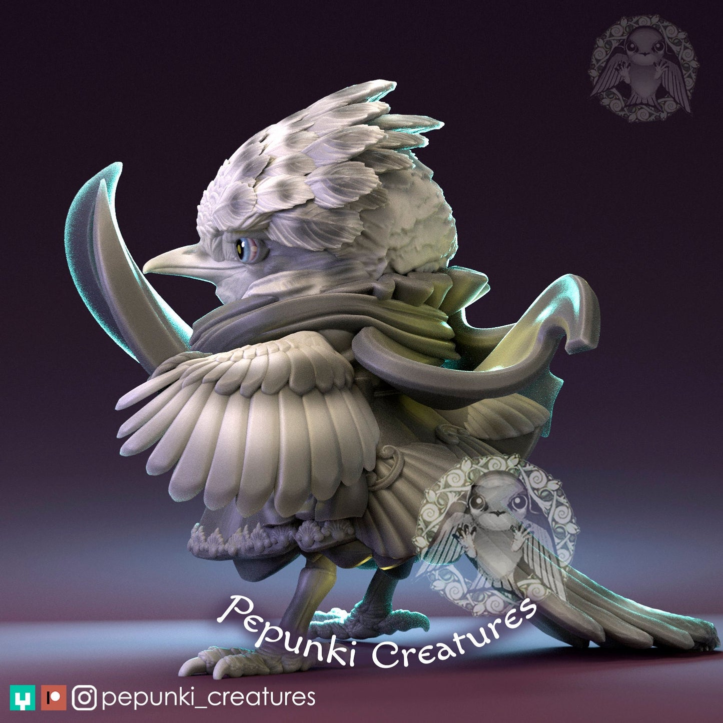Flycatcher Swashbuckler | Tabletop or Display Scale | D&D Humblewood TTRPG Miniature | Pepunki Creatures