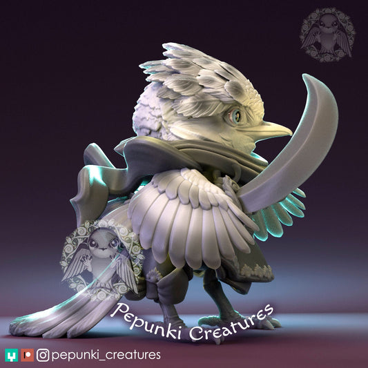 Flycatcher Swashbuckler | Tabletop or Display Scale | D&D Humblewood TTRPG Miniature | Pepunki Creatures