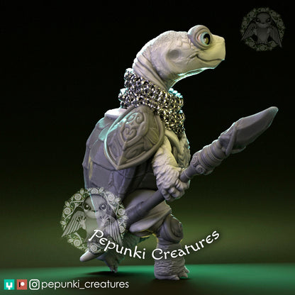 Land Turtle Warrior | Tabletop or Display Scale | D&D Humblewood TTRPG Miniature | Pepunki Creatures