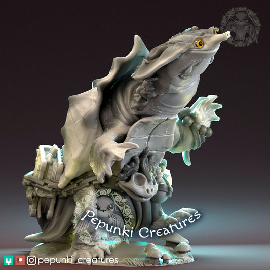Mata Mata Turtle Wizard | Tabletop or Display Scale | D&D Humblewood TTRPG Miniature | Pepunki Creatures