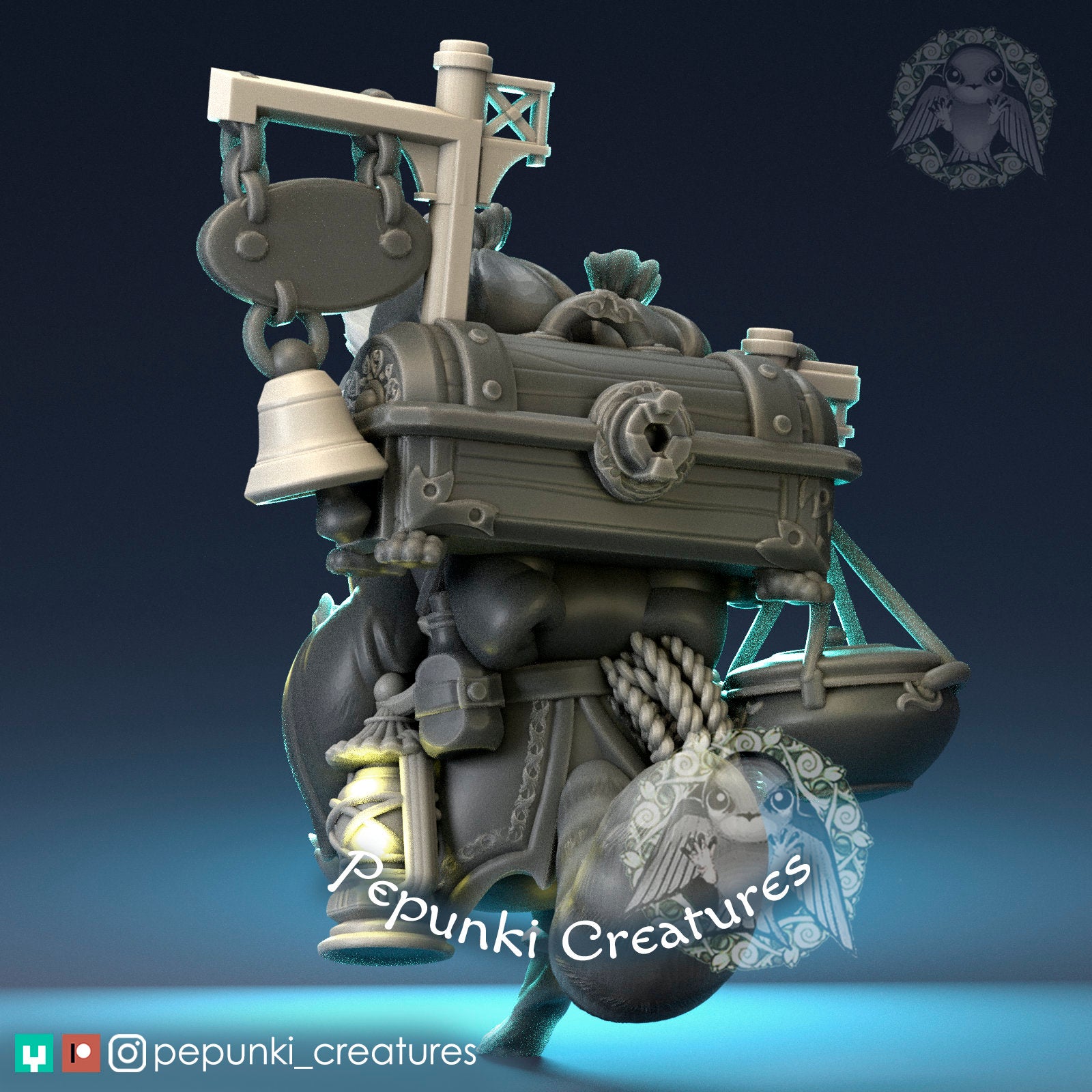 Raccoon Merchant | Tabletop or Display Scale | D&D Humblewood TTRPG Miniature | Pepunki Creatures