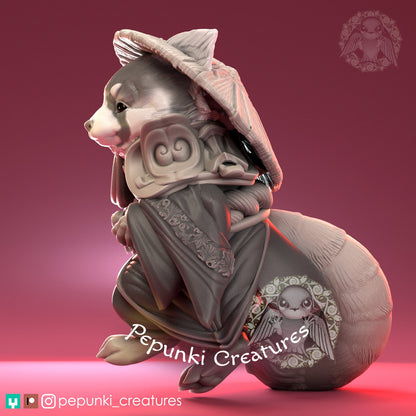 Red Panda Wanderer | Tabletop or Display Scale | D&D Humblewood TTRPG Miniature | Pepunki Creatures