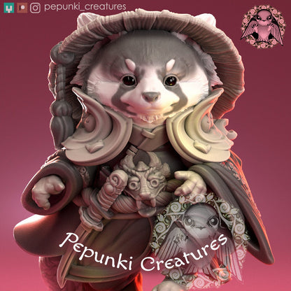 Red Panda Wanderer | Tabletop or Display Scale | D&D Humblewood TTRPG Miniature | Pepunki Creatures