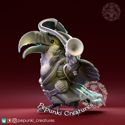 Toucan Pirate Captain | Tabletop or Display Scale | D&D Humblewood TTRPG Miniature | Pepunki Creatures
