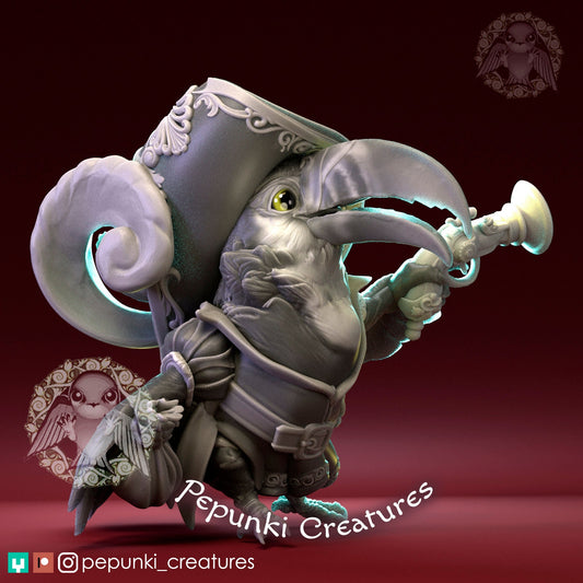 Toucan Pirate Captain | Tabletop or Display Scale | D&D Humblewood TTRPG Miniature | Pepunki Creatures
