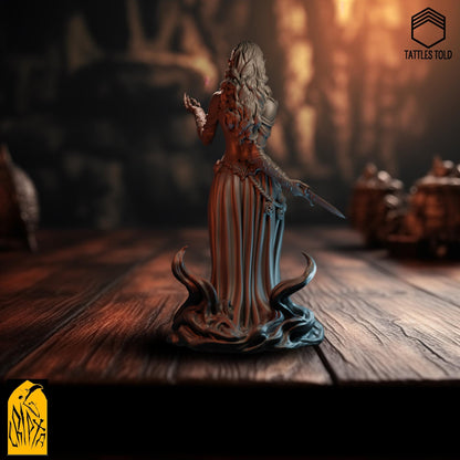 Maude Lacroix, Vampire Half Elf Sorcerer Warlock | Tabletop, Display Scale, Bust | TTRPG D&D Miniature | Cripta Studios