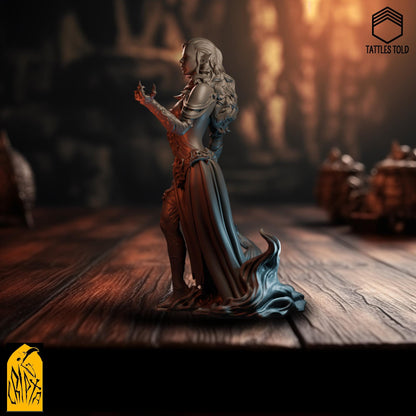 Maude Lacroix, Vampire Half Elf Sorcerer Warlock | Tabletop, Display Scale, Bust | TTRPG D&D Miniature | Cripta Studios