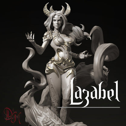 Lazabel, Demon Warlock Patron Tiefling | Tabletop or Display Scale | D&D TTRPG Fantasy Miniature | Dungeons and Maidens