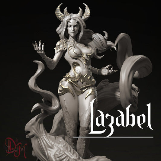 Lazabel, Demon Warlock Patron Tiefling | Tabletop or Display Scale | D&D TTRPG Fantasy Miniature | Dungeons and Maidens