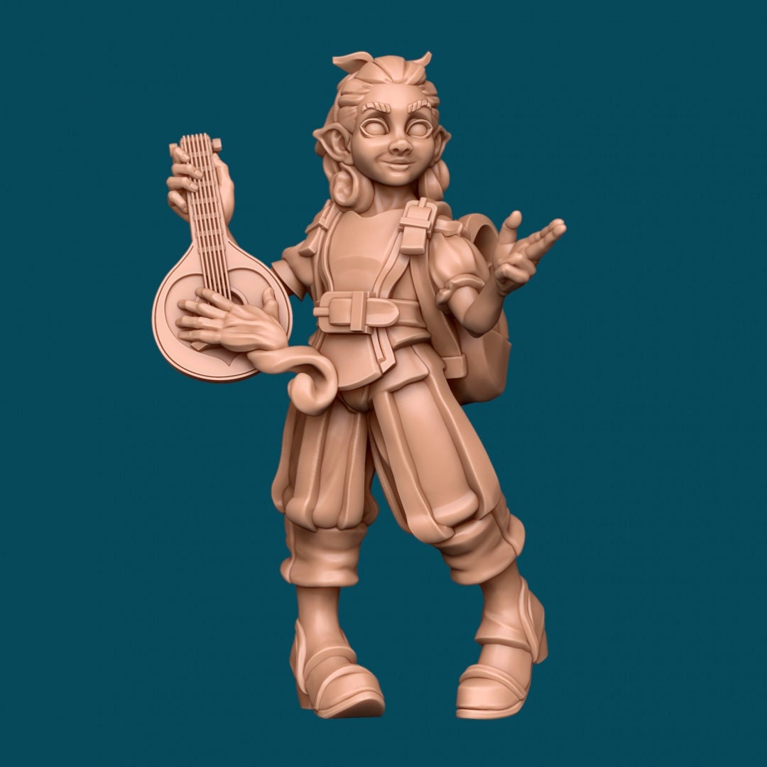 Waffle a Mischievous Bard | D&D TTRPG Miniature | Awkward Penguin Minis