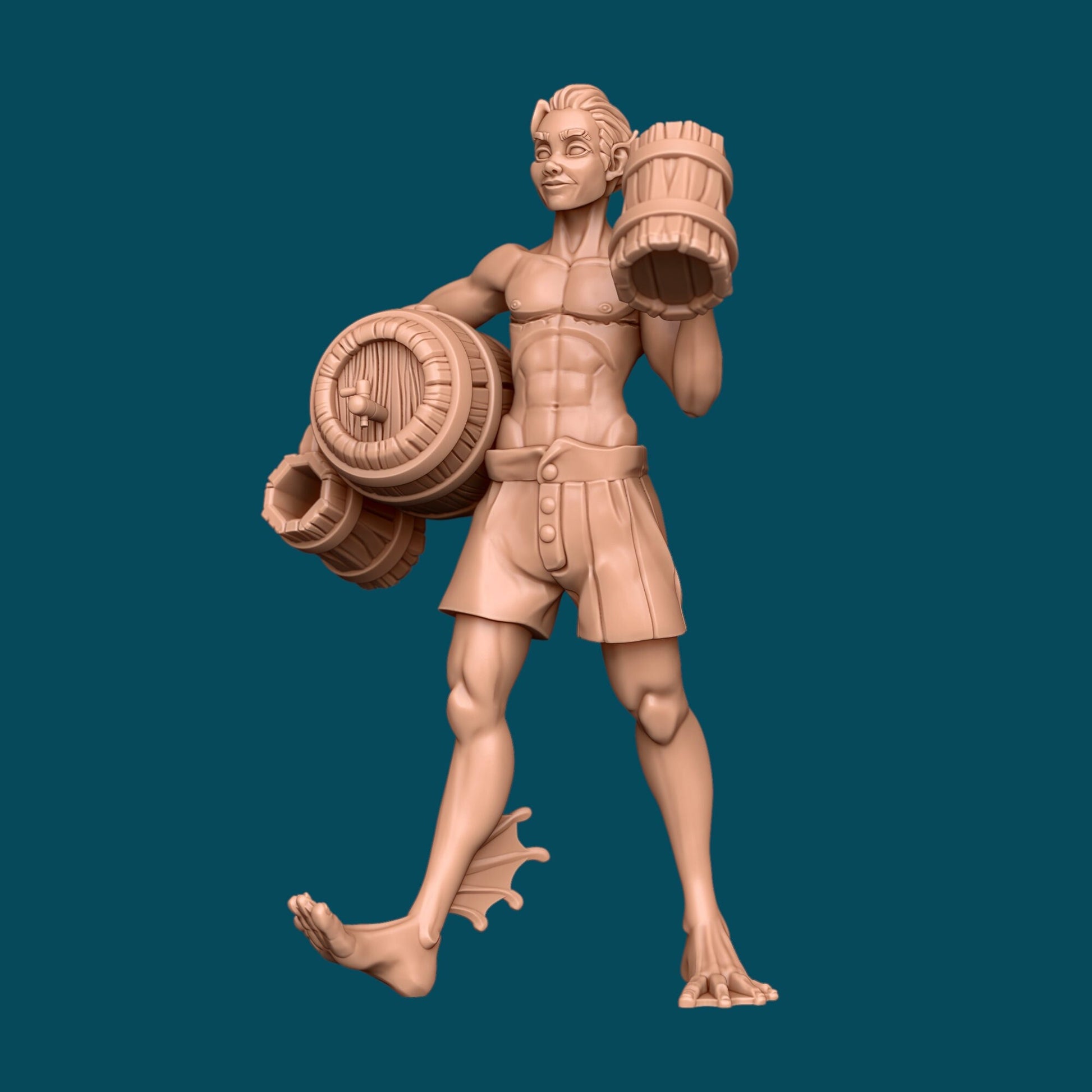 Wade a Happy Triton | D&D TTRPG Miniature | Awkward Penguin Minis