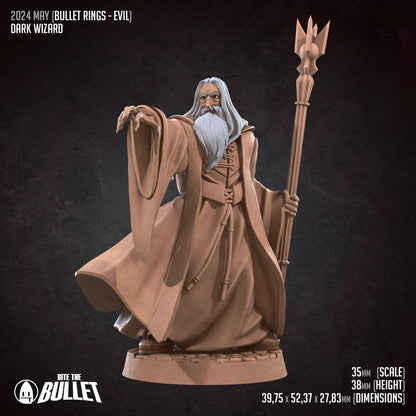Bullet Rings, Dark Wizard | TABLETOP SCALE | TTRPG Miniature | Bite the Bullet | Unpainted, Unplated Resin 8k