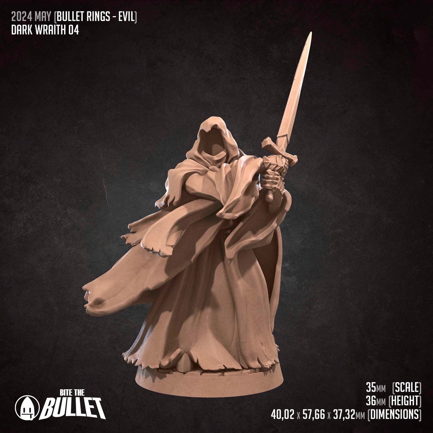 Bullet Rings, Dark Wraiths | TABLETOP SCALE | TTRPG Miniature | Bite the Bullet | Unpainted, Unplated Resin 8k