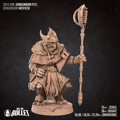 Dragonborn Artificer | TABLETOP SCALE | TTRPG Miniature | Bite the Bullet