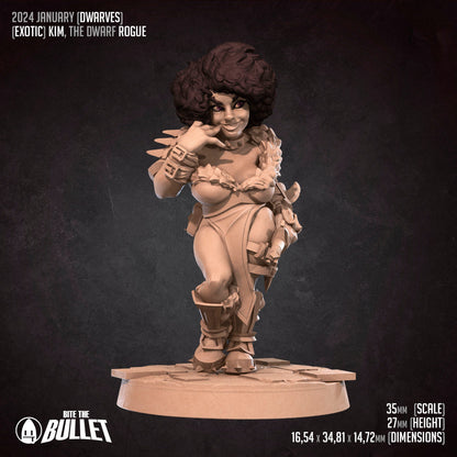 Exxotic Dwarf Rogue | Woman Pinup SFW NSFW Model Miniature | Bite the Bullet