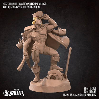 Exxotic Marine | Man Pinup SFW NSFW Model Miniature | Bite the Bullet