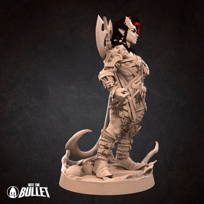 Exxotic Tiefling Barbarian | Woman Pinup SFW NSFW Model Miniature | Bite the Bullet