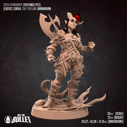 Exxotic Tiefling Barbarian | Woman Pinup SFW NSFW Model Miniature | Bite the Bullet
