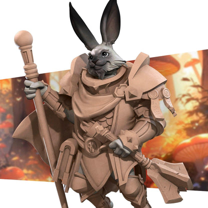 Harengon Cleric | TABLETOP SCALE | D&D TTRPG Miniature | Bite the Bullet | Unpainted, Unplated Resin 8k