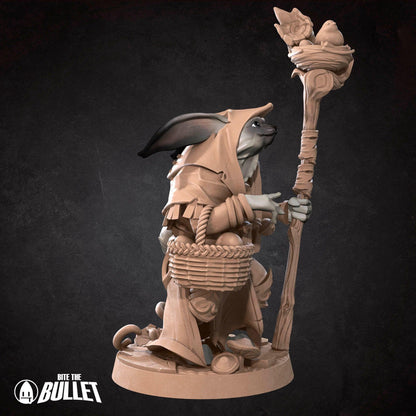 Harengon Druid | TABLETOP SCALE | D&D TTRPG Miniature | Bite the Bullet | Unpainted, Unplated Resin 8k