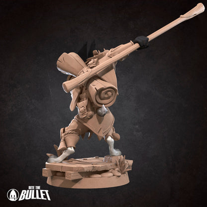 Harengon Monk | TABLETOP SCALE | D&D TTRPG Miniature | Bite the Bullet | Unpainted, Unplated Resin 8k