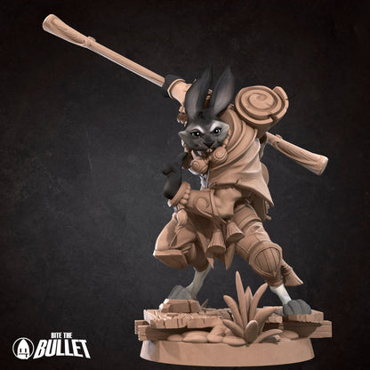 Harengon Monk | TABLETOP SCALE | D&D TTRPG Miniature | Bite the Bullet | Unpainted, Unplated Resin 8k