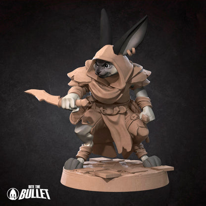 Harengon Rogue | TABLETOP SCALE | D&D TTRPG Miniature | Bite the Bullet | Unpainted, Unplated Resin 8k