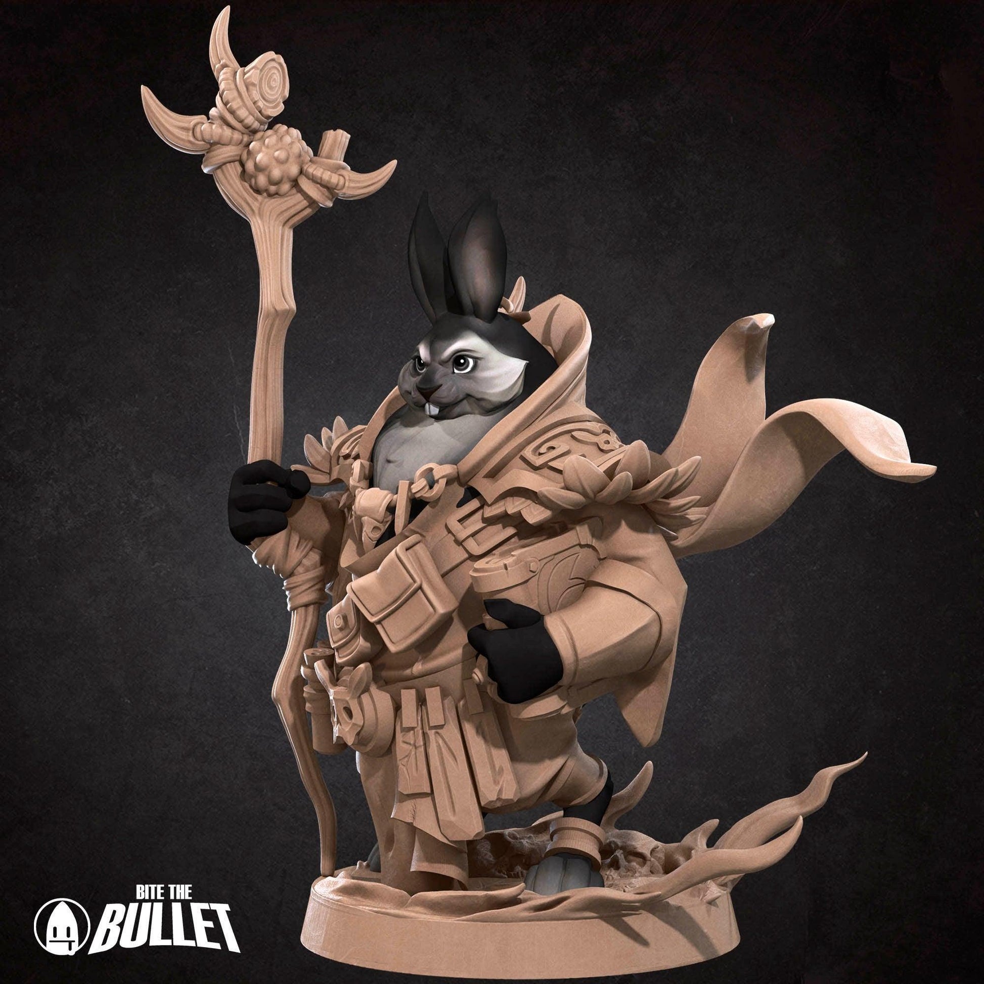 Harengon Warlock | TABLETOP SCALE | D&D TTRPG Miniature | Bite the Bullet | Unpainted, Unplated Resin 8k