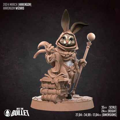 Harengon Wizard | TABLETOP SCALE | D&D TTRPG Miniature | Bite the Bullet | Unpainted, Unplated Resin 8k