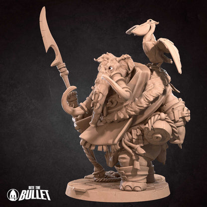 Loxodon Hunter | TABLETOP SCALE | D&D TTRPG Miniature | Bite the Bullet | Unpainted, Unplated Resin 8k