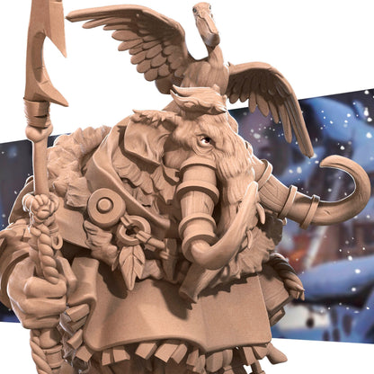 Loxodon Hunter | TABLETOP SCALE | D&D TTRPG Miniature | Bite the Bullet | Unpainted, Unplated Resin 8k