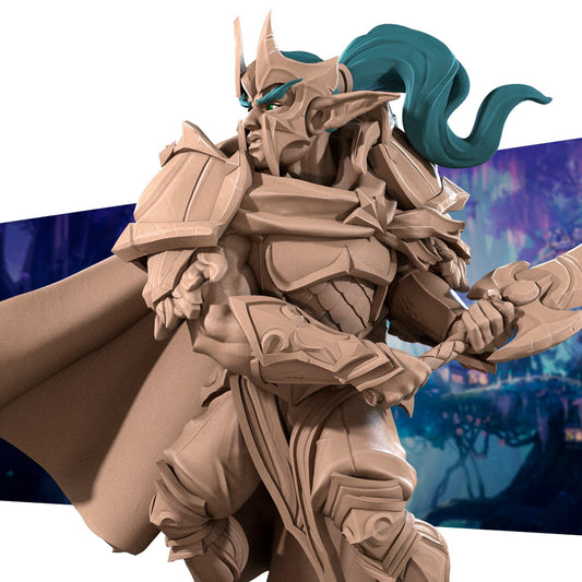 Moon Elf Fighter, Vahdian | TABLETOP SCALE | D&D TTRPG Miniature | Bite the Bullet | Unpainted, Unplated Resin 8k