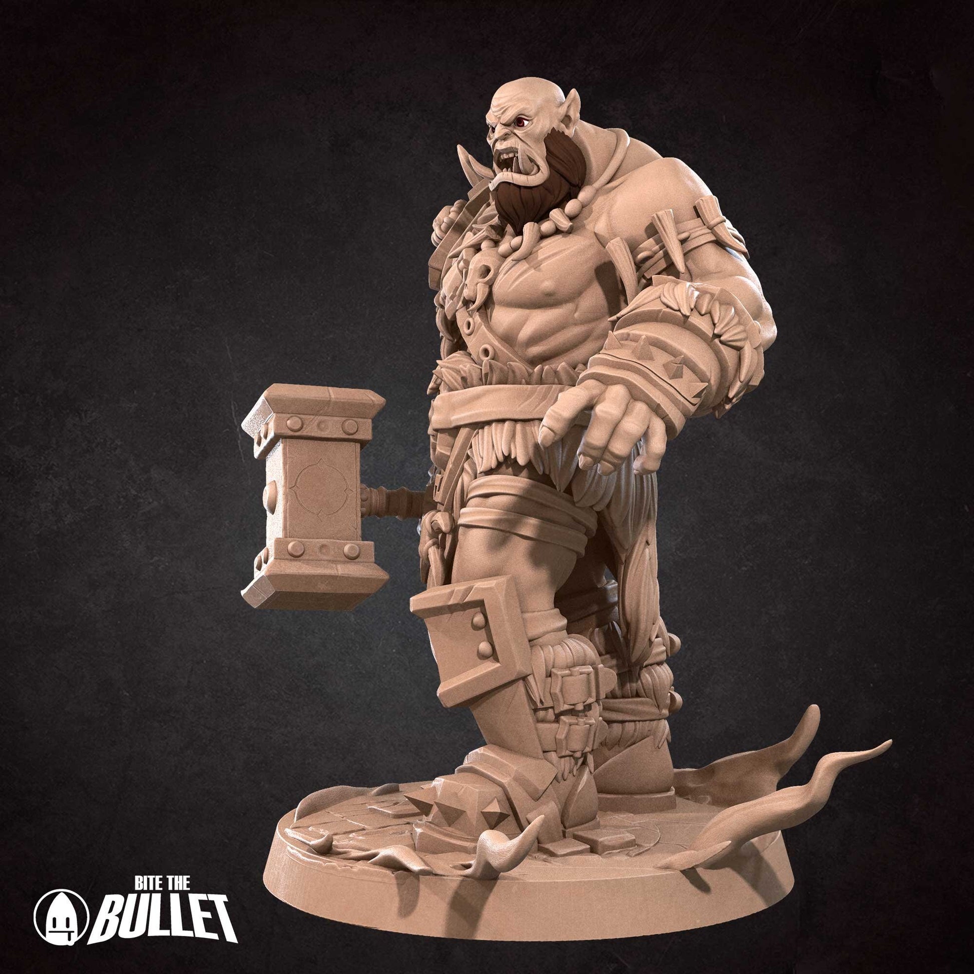 Orc Warchief | TABLETOP SCALE | D&D TTRPG Miniature | Bite the Bullet | Unpainted, Unplated Resin 8k
